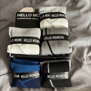 Hello Momoya Men's Compression Socks - Gray, White, Blue, Black